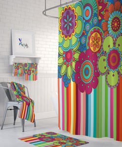 Hippie Wildflower Vintage Shower Curtain