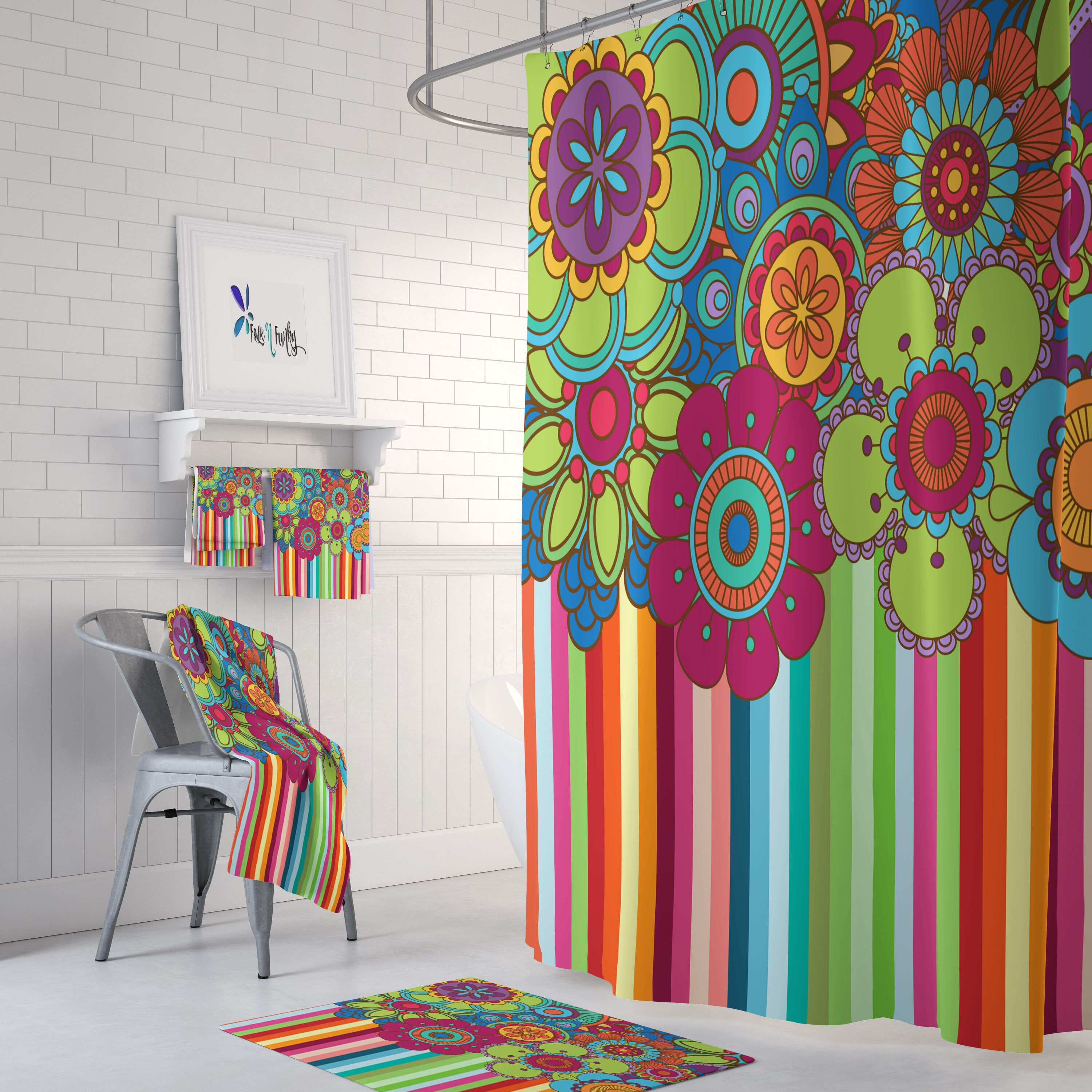 Hippie Wildflower Vintage Shower Curtain