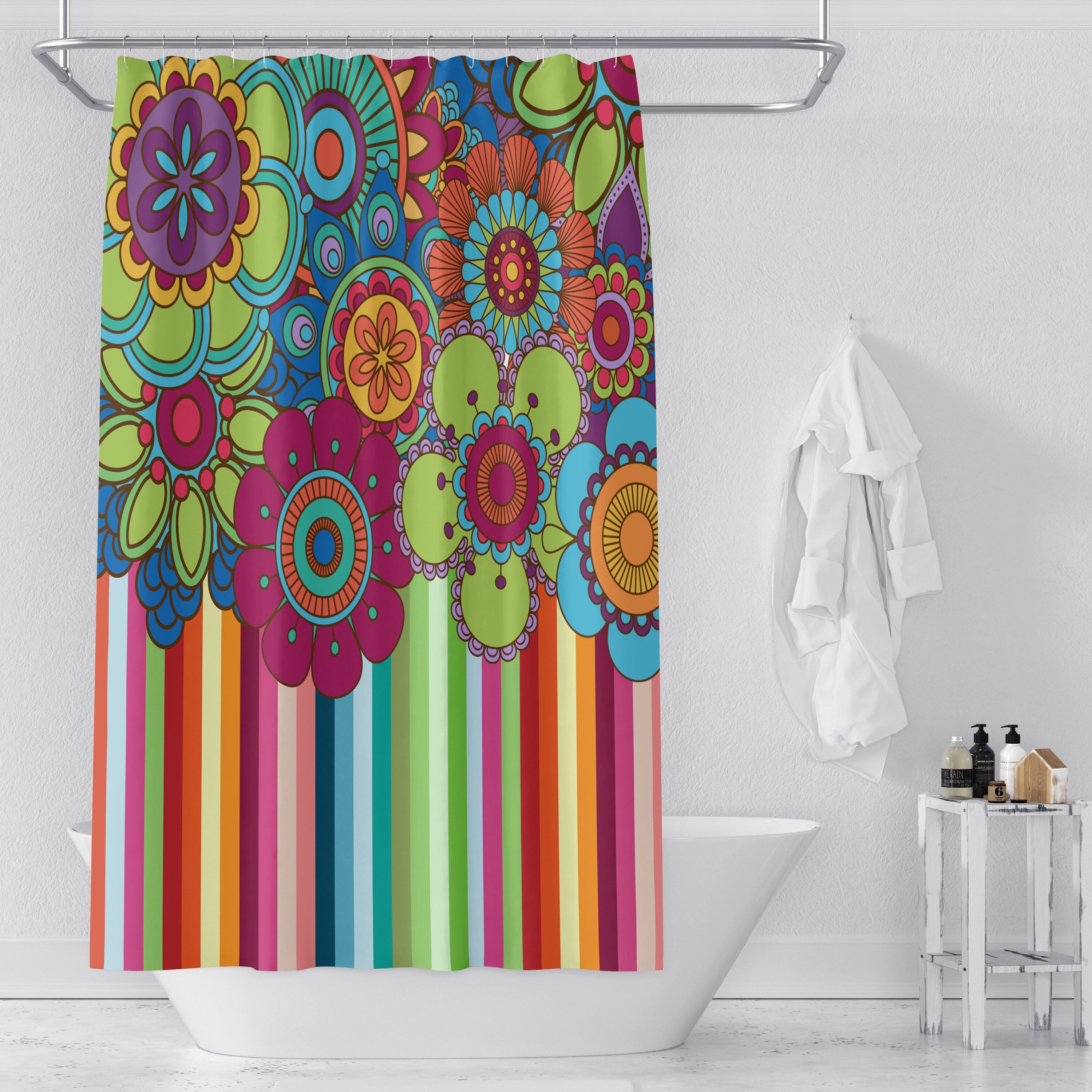 Hippie Wildflower Vintage Shower Curtain - Image 2