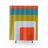 Hipster 70's Mid Century Modern Retro Shower Curtain in Green, Orange, White, and Teal Blue with Groovy Style
