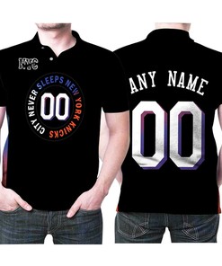 Hit the Streets of New York with Knicks 00 Any Name 2020 Nba City Edition Black Jersey Polo Shirt in 3D