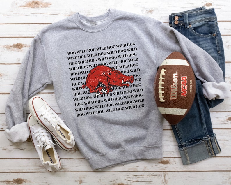 Hog Wild Sweatshirt, Razorback Crewneck, Football Sweater, University Of Arkansas Sweatshirt, Go Hogs Shirt, Hoodie