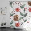 Holiday Berry Cones Floral Shower Bath Curtain - Watercolor Berry Cones Curtain