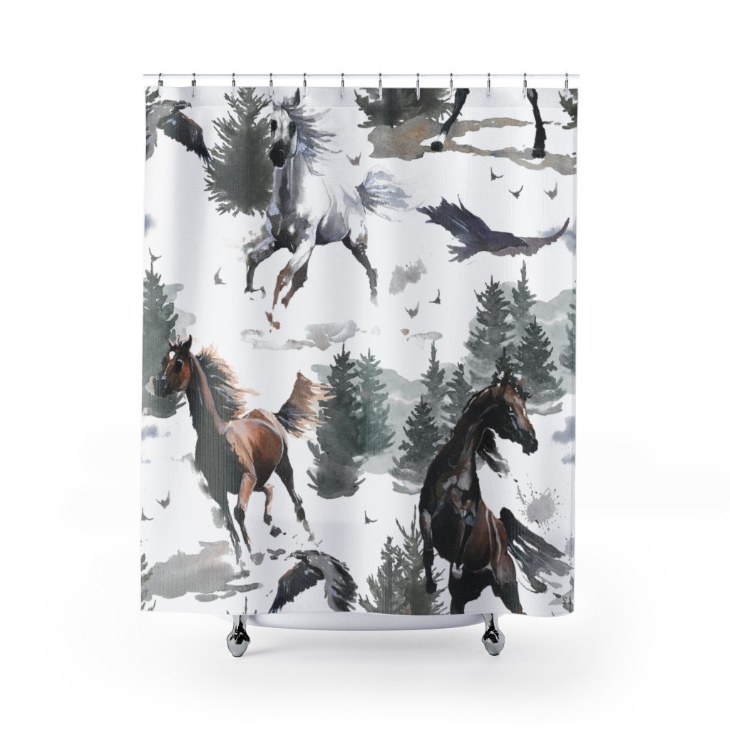 Horse Theme Bedroom Shower Curtain for a rustic and elegant look