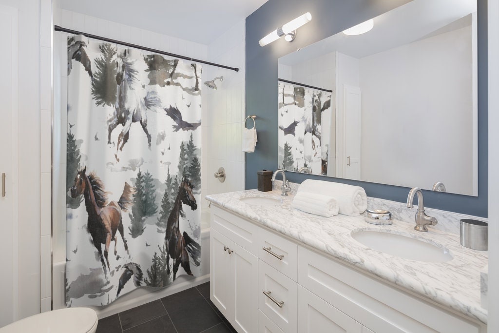 Horse Theme Bedroom Shower Curtain for a rustic and elegant look - Image 2