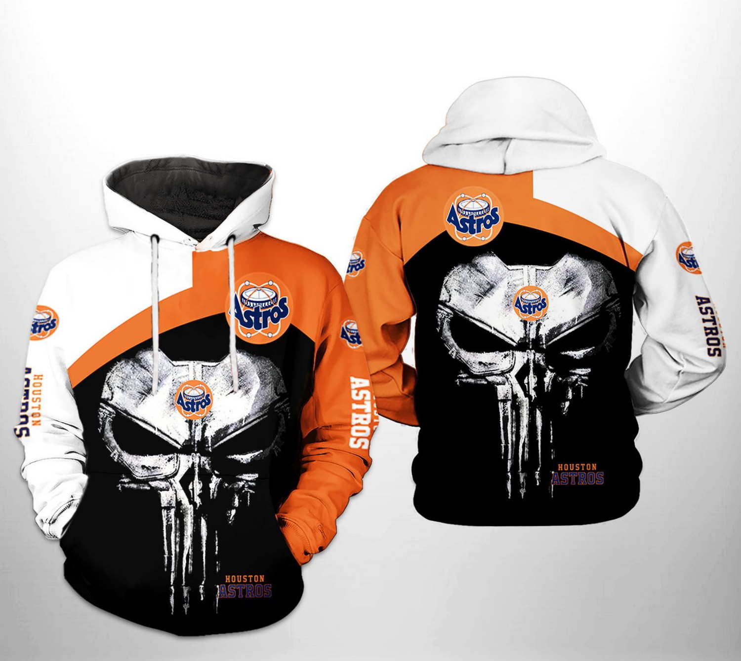 Houston Astros MLB Skull Punisher 3D Hoodie