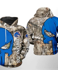 Hunting Improved with Boise State Broncos NCAA Camo Veteran Hunting 3D Hoodie Zipper Hoodie