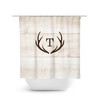Hunting Lodge Monogram Shower Curtain, Deer Antler Bathtub Curtain, Brown Rustic Shower for At-Home Decor - SHOWER117