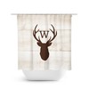 Hunting Lodge Monogram Shower Curtain, Deer Head Antler Bathtub Curtain, Brown Rustic Shower - SHOWER48