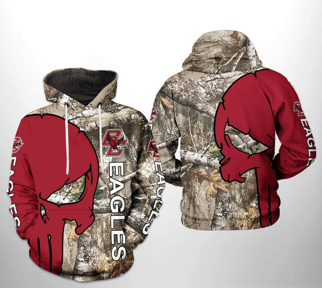 Hunting Print 3D Hoodie for Boston College Eagles NCAA Camo Veterans