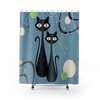 Indigo Blue Atomic Retro Black Cat Mid Century Modern Shower Curtain for a Hipster Bathroom