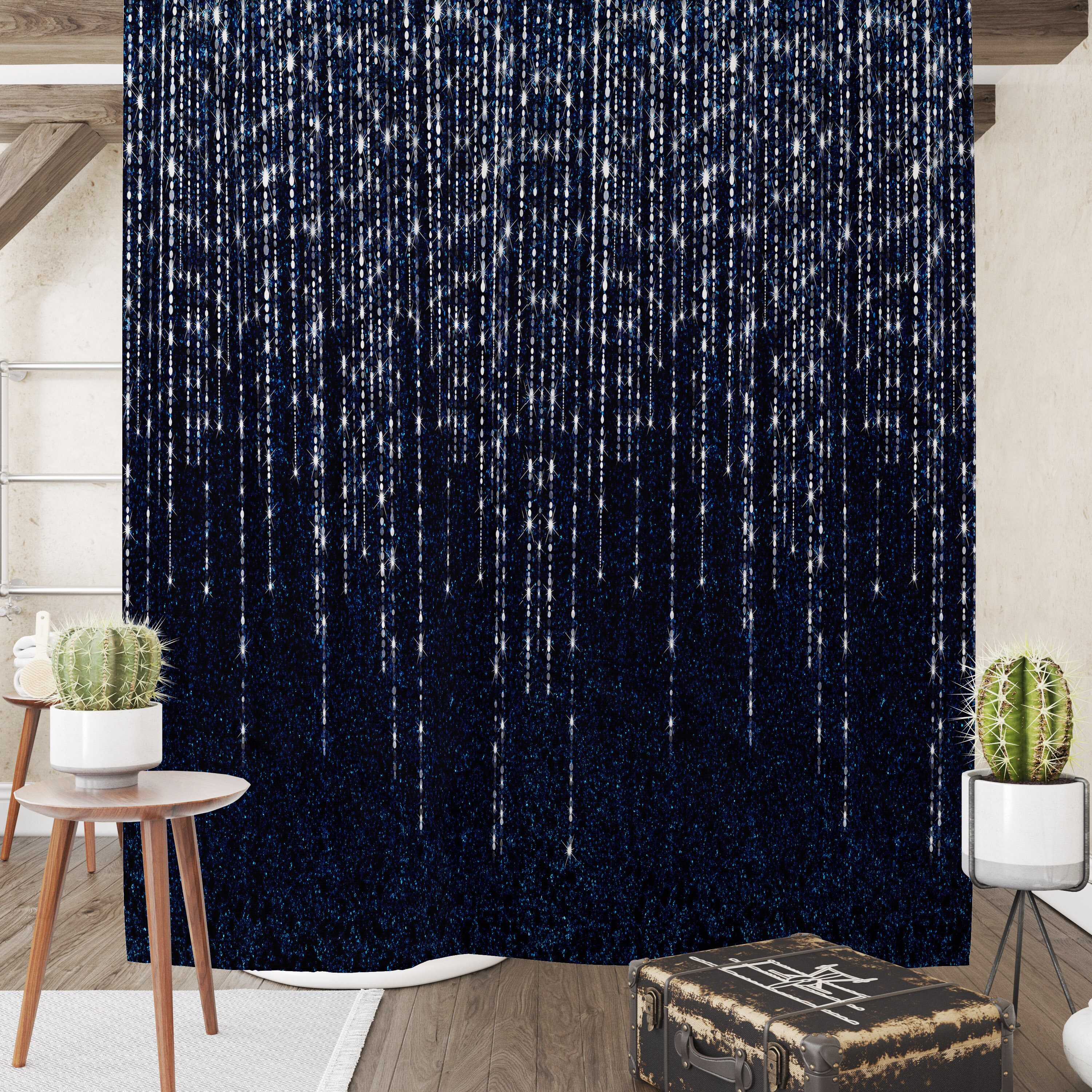 Indigo Nights Shower Curtain Set with Dreamy Bath Accessories - Image 2
