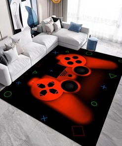 Indoor Gaming Carpet with Game Controller Gamer Modern Area Rug for Boys Room Decor