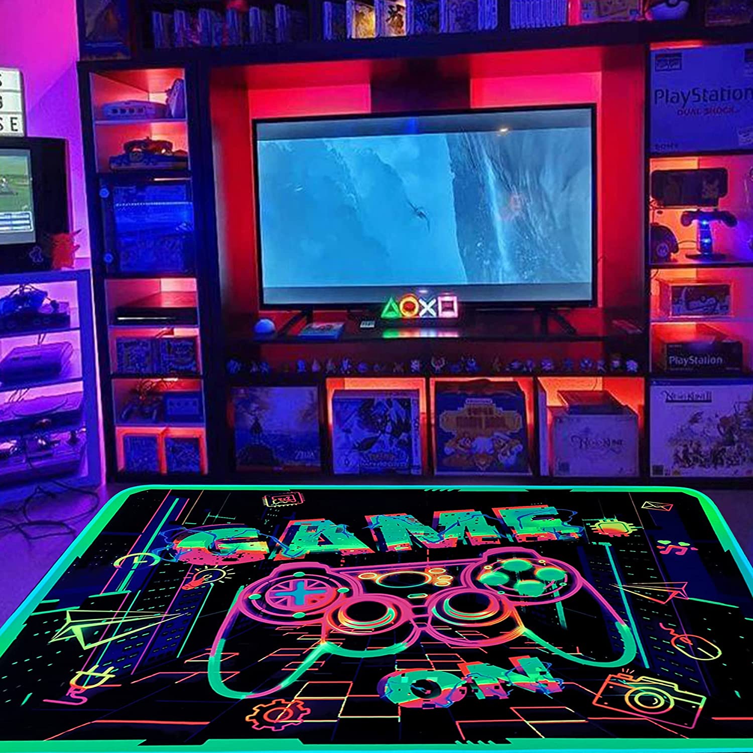 Indoor Modern Gaming Area Rug with Game Controller Print for Boys Room Decor - Image 3
