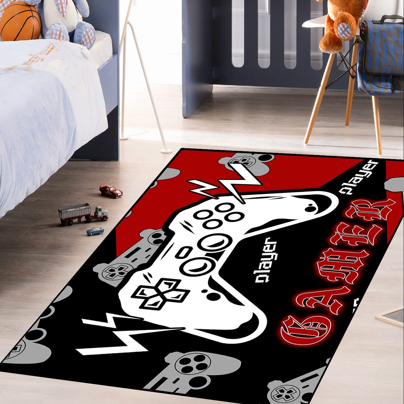 Indoor/Outdoor Gamer Area Rugs Controller Gamepad Carpets for Boys' Bedroom Home Decor with Large Game Room Rug - Image 3