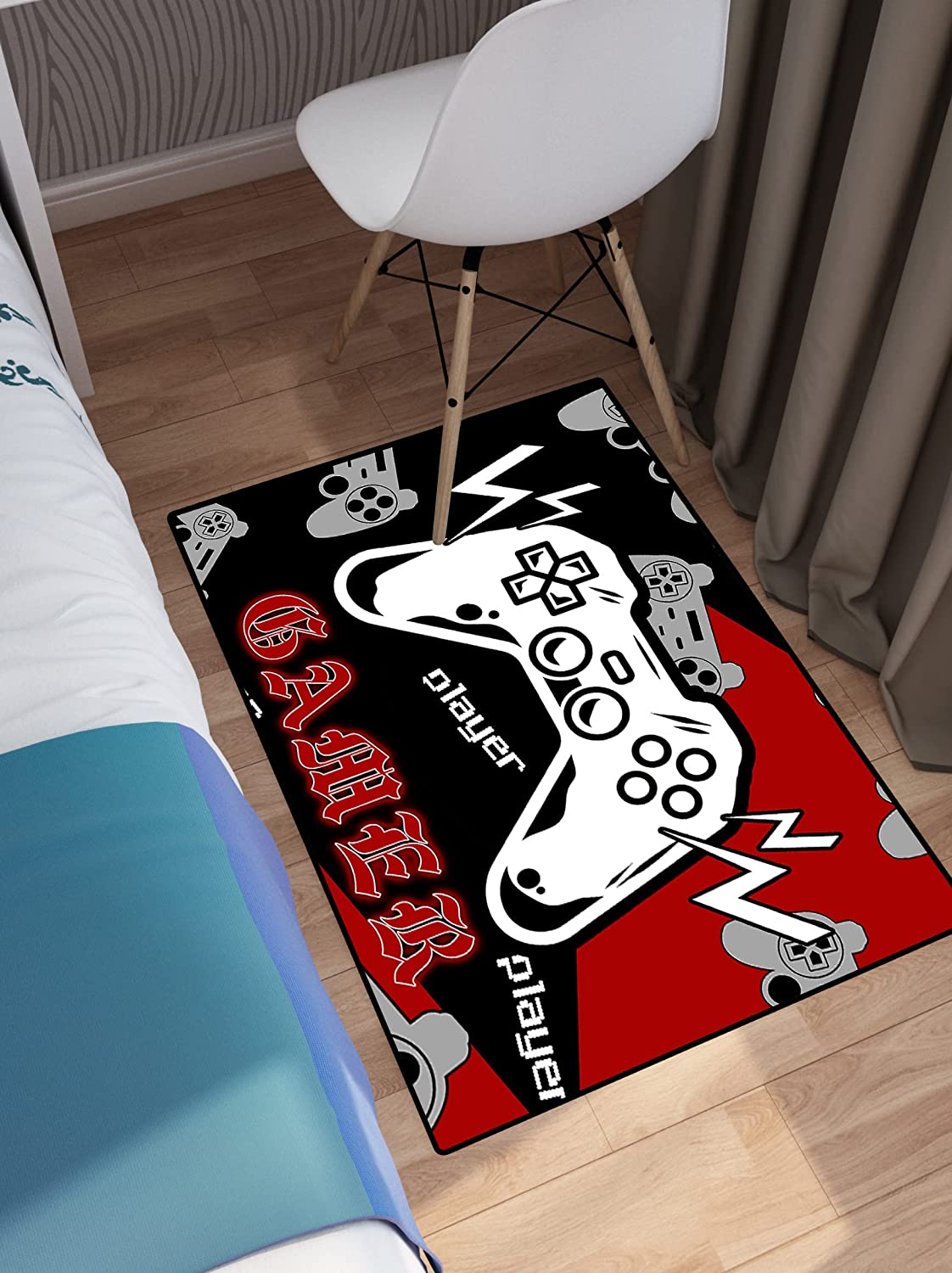 Indoor/Outdoor Gamer Area Rugs Controller Gamepad Carpets for Boys' Bedroom Home Decor with Large Game Room Rug - Image 4