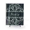 Inspirational Boho Shower Curtain, Mandala Breathe Bath Print, Mindfulness Decor, Eclectic Home Decor Gift