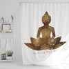 Inspirational Buddha Shower Curtain, Namaste Zen Bath Curtain, Meditating Buddha Printed Fabric Shower Curtain