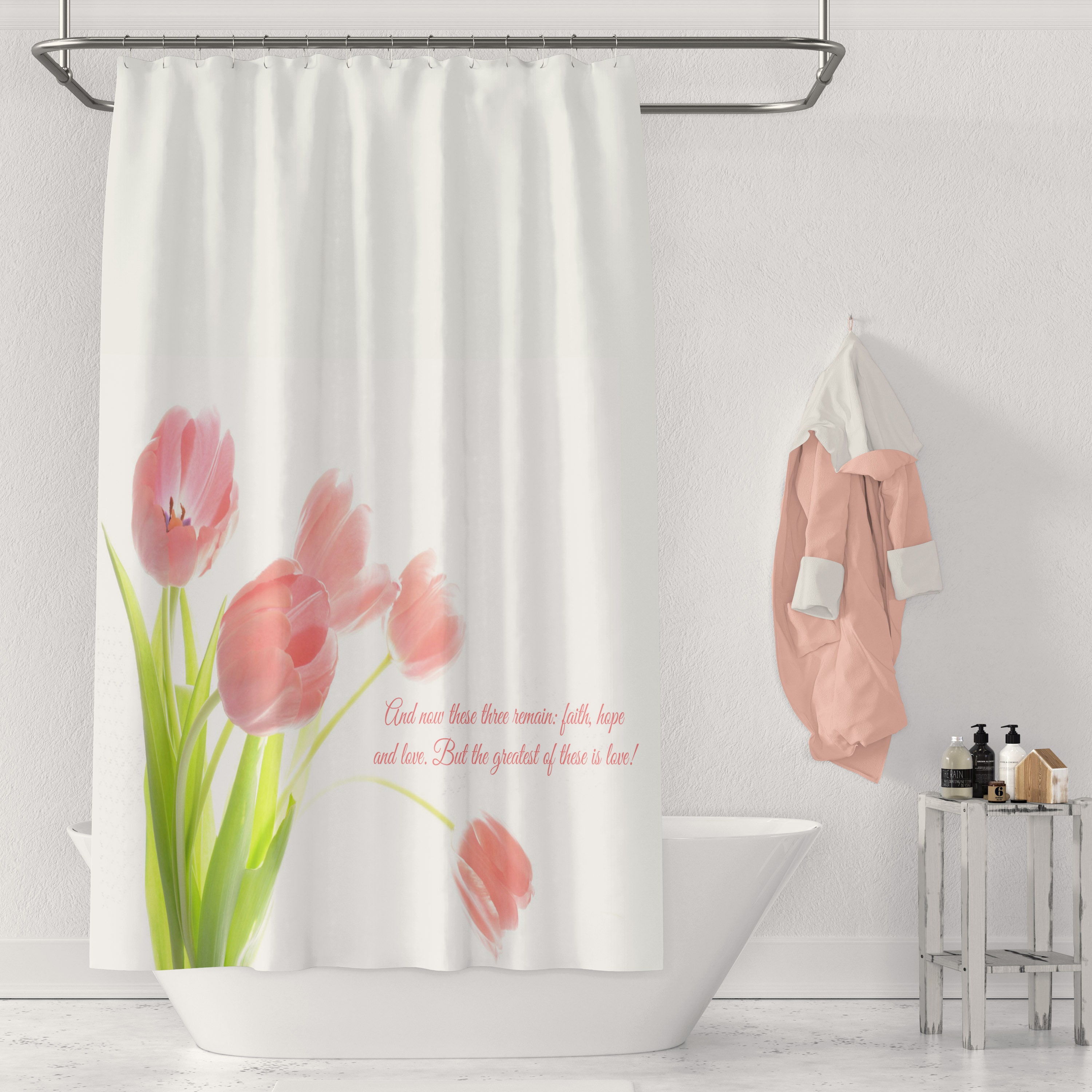 Inspirational Floral Shower Curtain for Bathroom Decor - Image 2