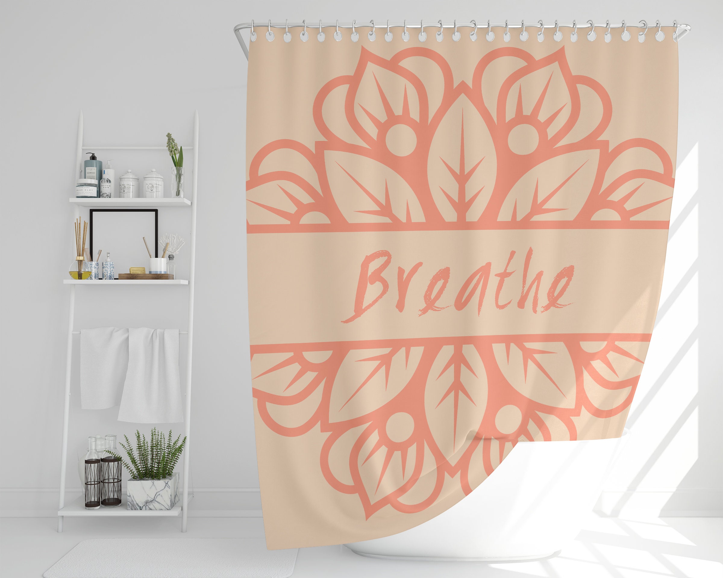 Inspirational Mandala Shower Curtain, Boho Decor , Mindfulness Bath Print, Eclectic Bathroom Accessories - Image 3