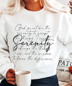 Inspirational Serenity Prayer Christian T-Shirt with Faith Design