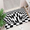 Intriguing 3D Vortex Optical Illusion Rug - Black and White Checkered Design