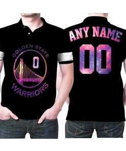 Iridescent Black 3D Designed All Over Custom Gift Polo Shirt for Golden State Warriors NBA Basketball Team Fans