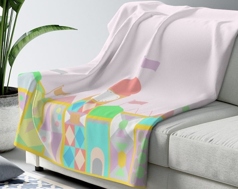 It's a Small World Sherpa Fleece Disney Blanket, Perfect for Disney Fans - Image 2