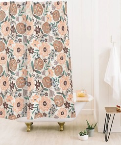 Ivory Boho Style Floral Shower Curtain, Adds a Touch of Elegance to Your Bathroom Decor, Fabric Bath Curtain