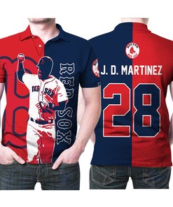 J D Martinez 28 Great Player Mlb Baseball Team: 3D Designed Allover Gift for Red Sox Fans Martinez Lovers Polo Shirt.