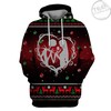Jack Skellington and Sally Heart Christmas Pattern Red 3D Hoodie