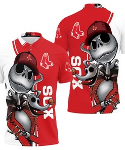 Jack Skellington and Zero Look Amazing on Boston Red Sox Polo Shirt All Over Print Shirt 3D T-Shirt.