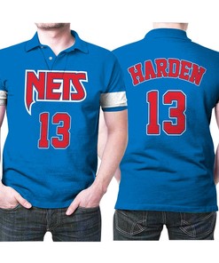 James Harden #13 Brooklyn Nets NBA Basketball Blue 3D All Over Print Polo Shirt with All Over Print Design