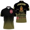Jameson Irish Whiskey Triple Distilled Logo 3D Bomber Polo Shirt for Whiskey Lovers with 3D All Over Print Design