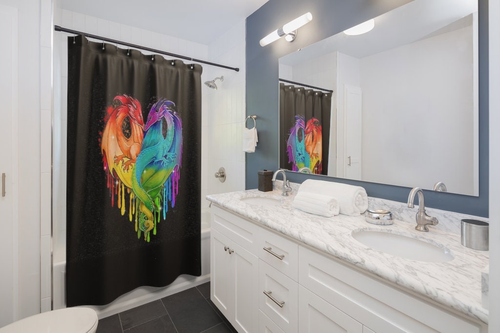 Japanese Dragon Fantasy Shower Curtain with Asian Home Decor, Bathroom Design - Image 2