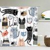 Japanese design Shower Curtain | Cute cat pet animal fabric House warming gift for cat lovers and cat mom