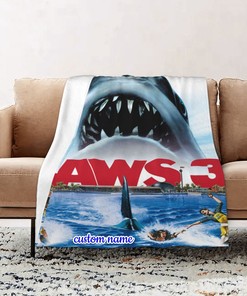Jaws Soft Custom Name Blanket - Gift for Home Decoration, Sofa, Bedding, Living Room