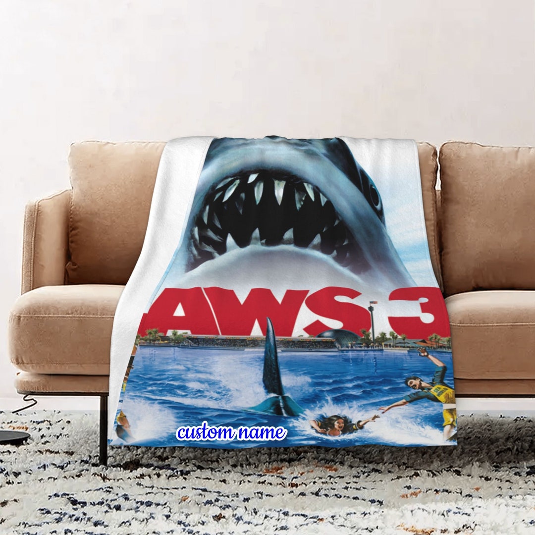 Jaws Soft Custom Name Blanket - Gift for Home Decoration, Sofa, Bedding, Living Room