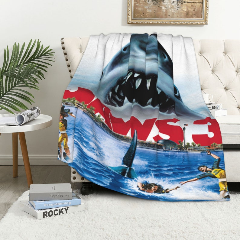 Jaws Soft Custom Name Blanket - Gift for Home Decoration, Sofa, Bedding, Living Room - Image 3
