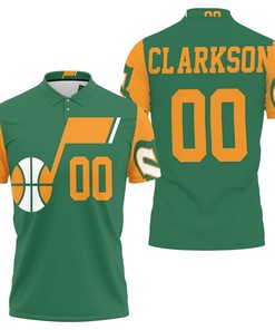 Jazz Jordan Clarkson 2020-21 Earned Edition Green Jersey Inspired Athleisure 3D All Over Print Polo Shirt