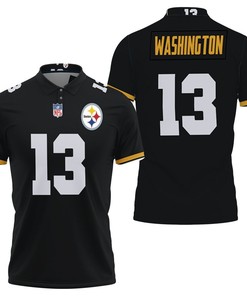Jersey-Inspired 3D All Over Print Polo Shirt in Black for James Washington, A Great Pittsburgh Steelers Player
