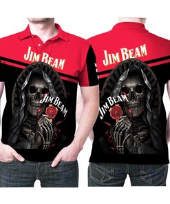 Jim Beam Bourbon Whiskey Logo Brand Death God: 3D Printed Polo Shirt With Breathable Fabric & Personalized 3D Design