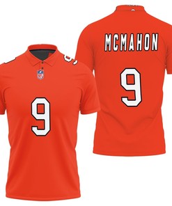 Jim McMahon #9 NFL Great Player American Football Team Custom Game Orange Breathable Fabric Polo Shirt for Chicago Bears