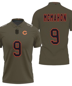 Jim McMahon #9 NFL Salute To Service Retired Player Limited Olive Jersey Style Polo Shirt in Breathable Fabric