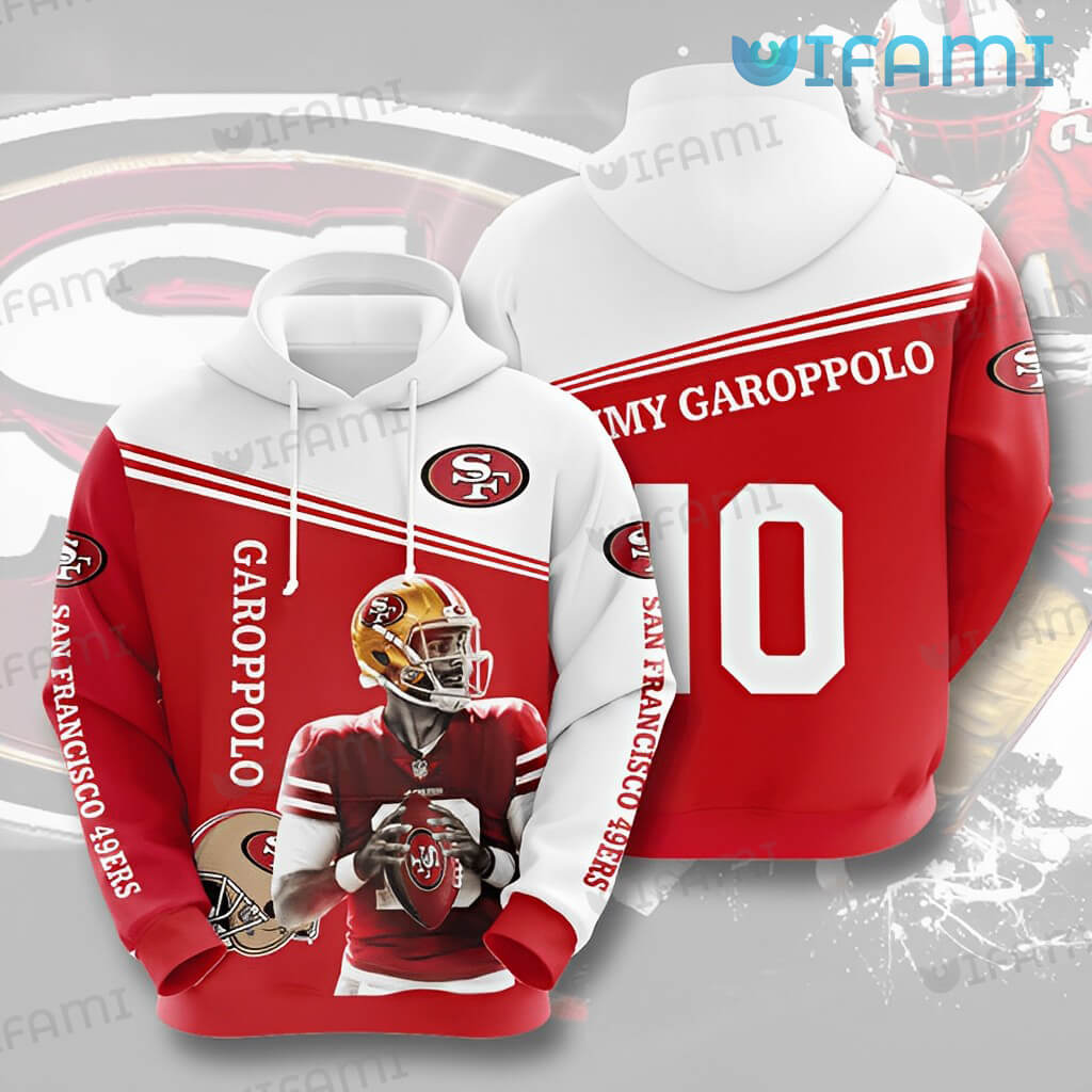 Jimmy Garoppolo White and Red 3D Hoodie 3D San Francisco 49ers Gift