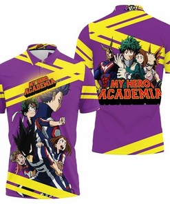 Join the My Hero Academia Squad with Todoroki Shouto, Midoriya Izuku, Tsuyu Asui, Ochako Uraraka Polo Shirt for Fans