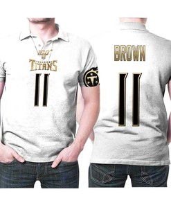 Join the Tennessee Jersey Style Polo Shirt featuring A. J. Brown #11 Nfl Great Player White 100th Season