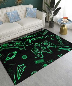 Joystick and Gamepad Print Gaming Area Rugs: Polyester Floor Mats and Outdoor Doormat