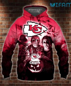 KC Chiefs 3D Hoodie with Michael Jason Freddy Halloween Design