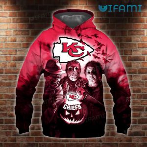 KC Chiefs 3D Hoodie with Michael Jason Freddy Halloween Design - Image 2
